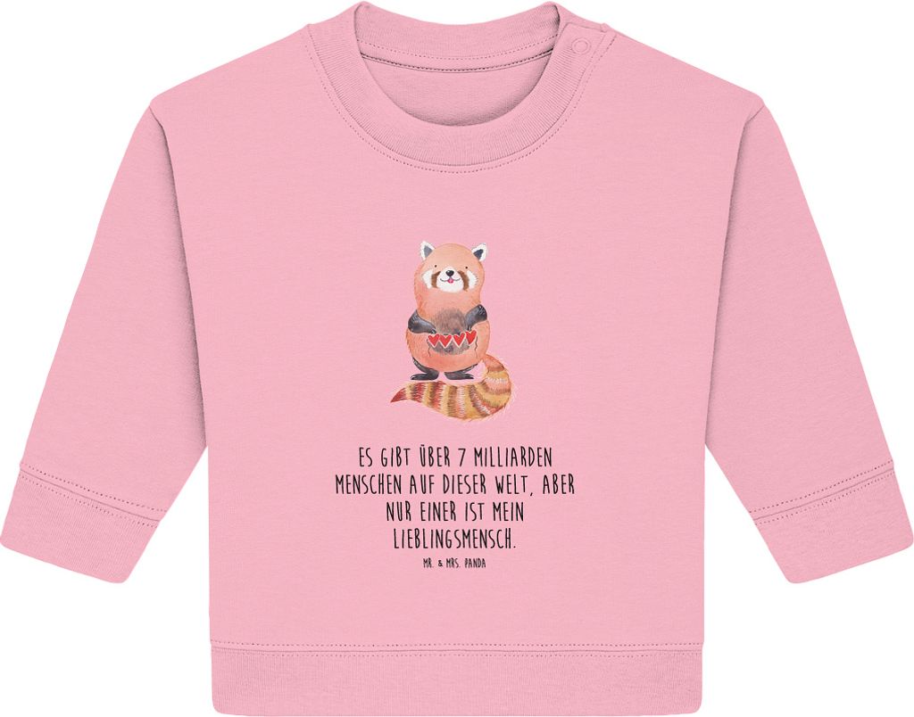 Mr. & Mrs. Panda Organic Baby Pullover Roter Panda 24. - 36. Monat - Baumwolle Pink - Geschenk, Liebling, Rot, Bullover, Lieblingsmensch, Liebe, He...