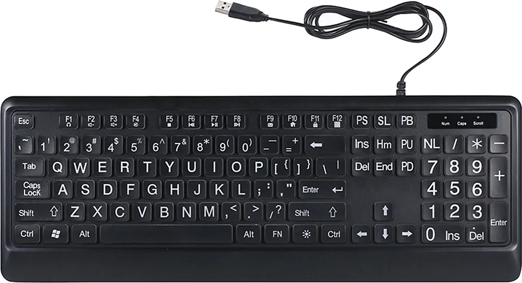 Clavier USB rétroéclairé à forte visibilité et touches grand format