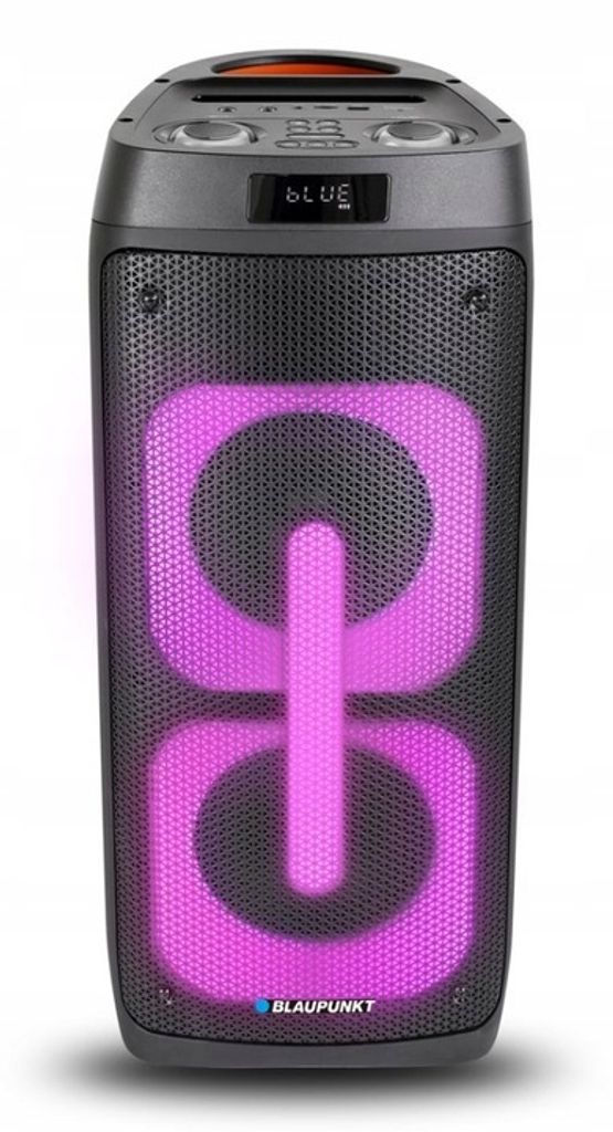 A Blaupunkt Pb05Db speaker with purple lights.