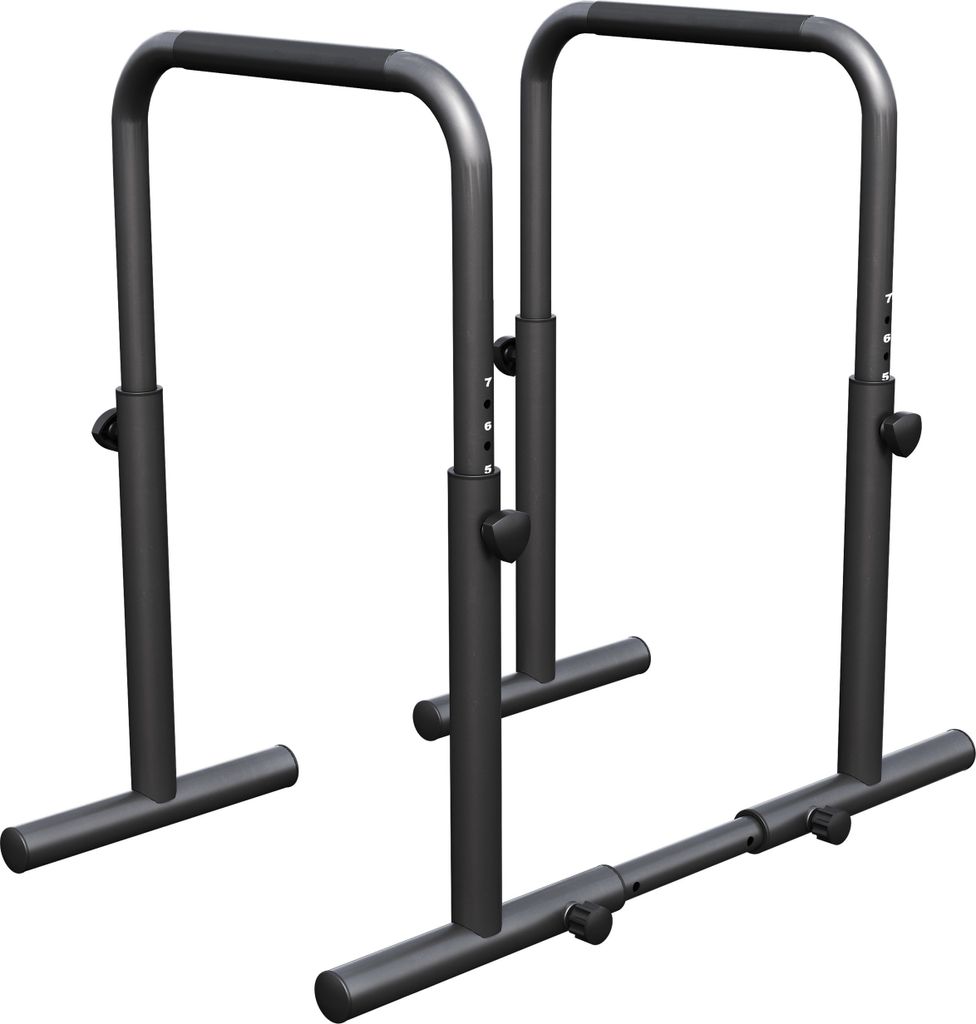 GORILLA SPORTS Dip Barren - Verstellbar, 80-100 cm, Rutschfest, Stahl, Schwarz - Parallettes, Dip Station, Push Up Stangen, Calisthenics Equipment