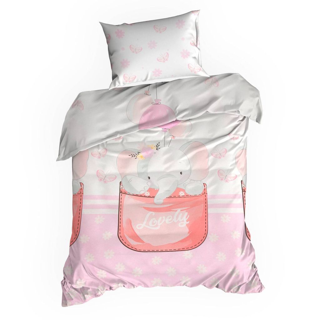 Bettwäsche Kissenbezug für Kinder Set 100 x 135 cm Elefant Produktbild 