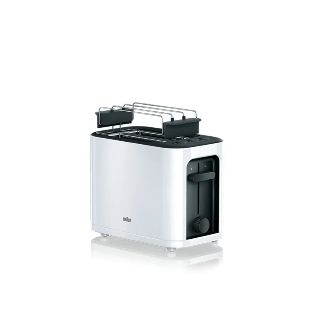Grille-pain Braun HT3000 compact avec tiroir ramasse-miettes blanc