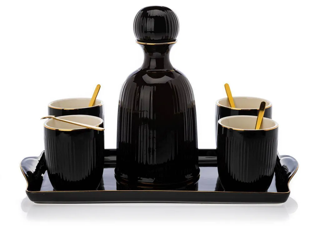 Howhomely Caraffa con tazze e cucchiaio Kendi Nero