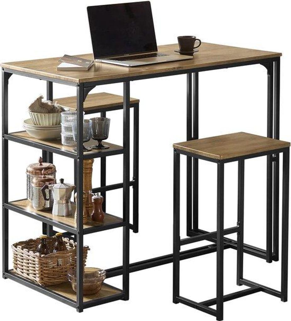 Bartafel-Set - 2 Stühle - Beige - 110 x 61 x 97 cm