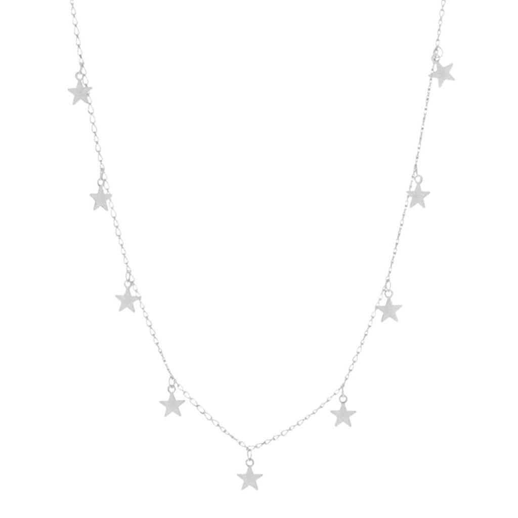 Mode Frauen fünfzackigen Stern Anhänger Kette Halsband Halskette Party Schmuck-Silber