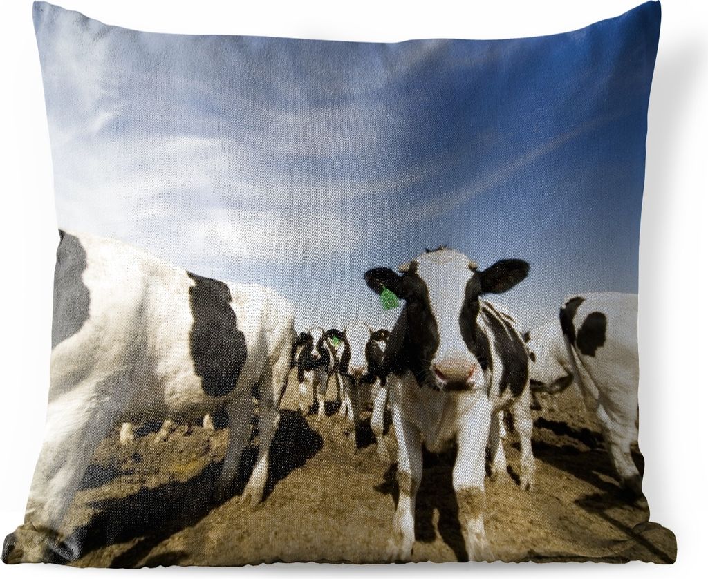 MuchoWow Outdoor Kissen - Kuh - Sand - Tiere - 60x60 cm - Wetterfest - Lounge Kissen - Dekoration - Schlaf Kissen