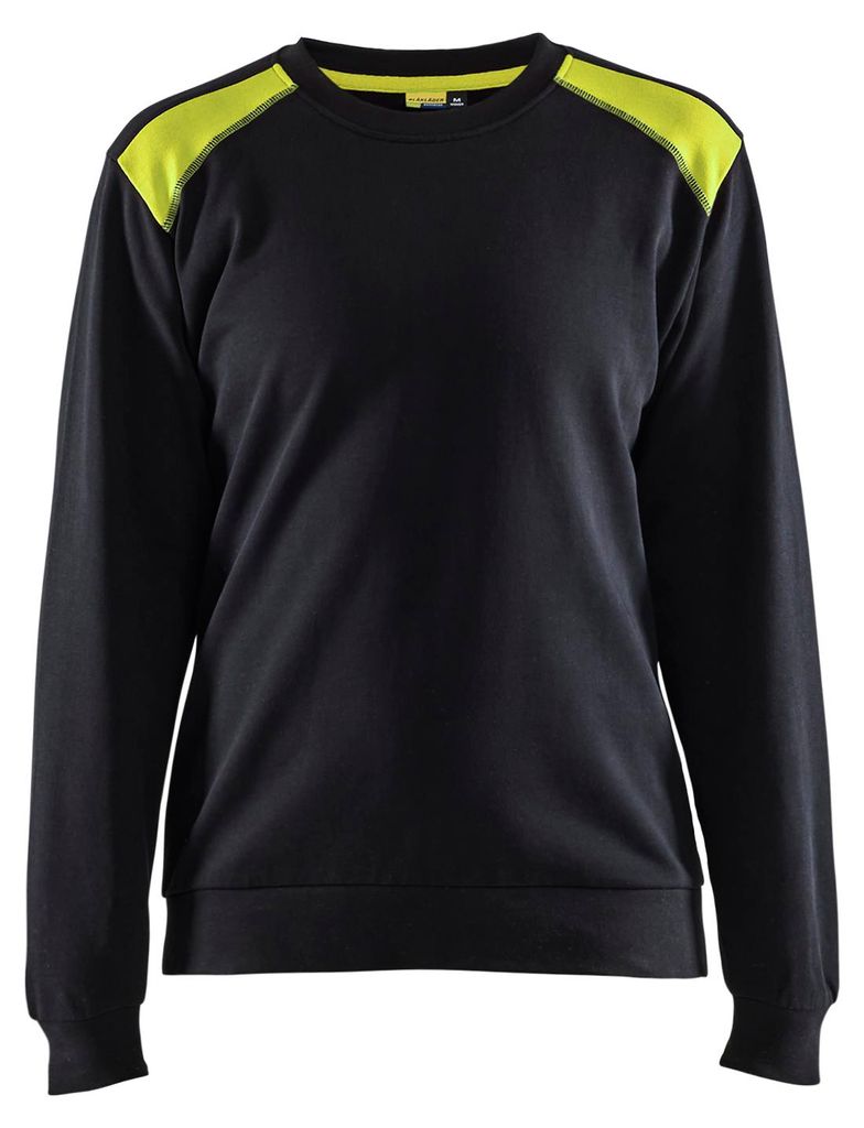 Blakläder Damen Sweatshirt 3408, Farbe:Schwarz/High Vis Gelb, Größe:L