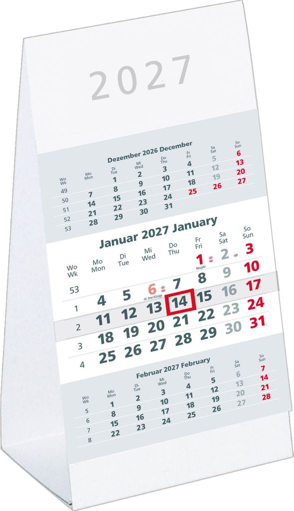 3-Monats-Aufstellkalender 2027 Produktbild 