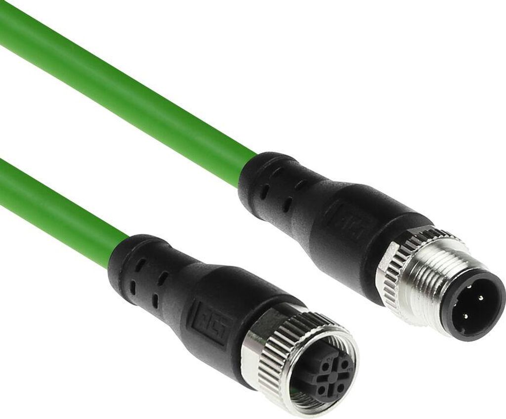 ACT Industrial 5,00 Meter Sensorkabel M12D 4-poliger Stecker auf M12D 4-poliger Stecker, Superflex Xtreme TPE Kabel, geschirmt (SC450