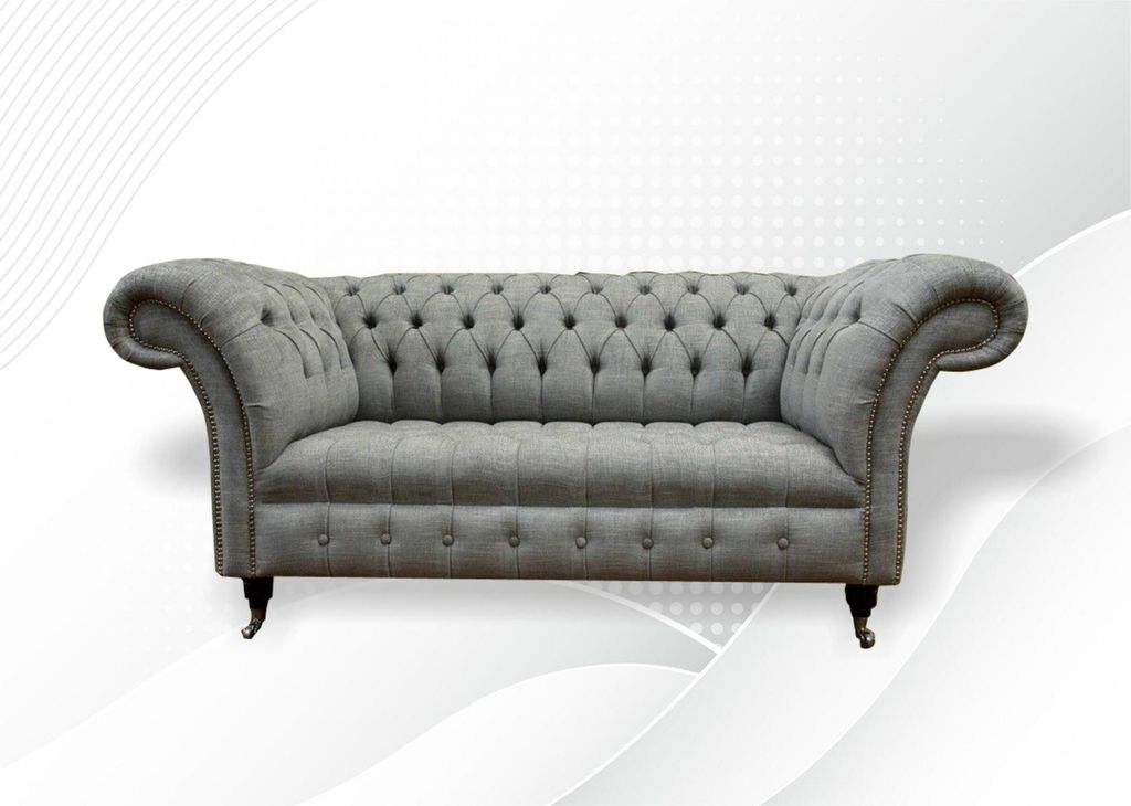 Leder Sofa Couch Zweisitzer Grau Einrichtung Lounge Club Sofas Couchen 2 Sitzer