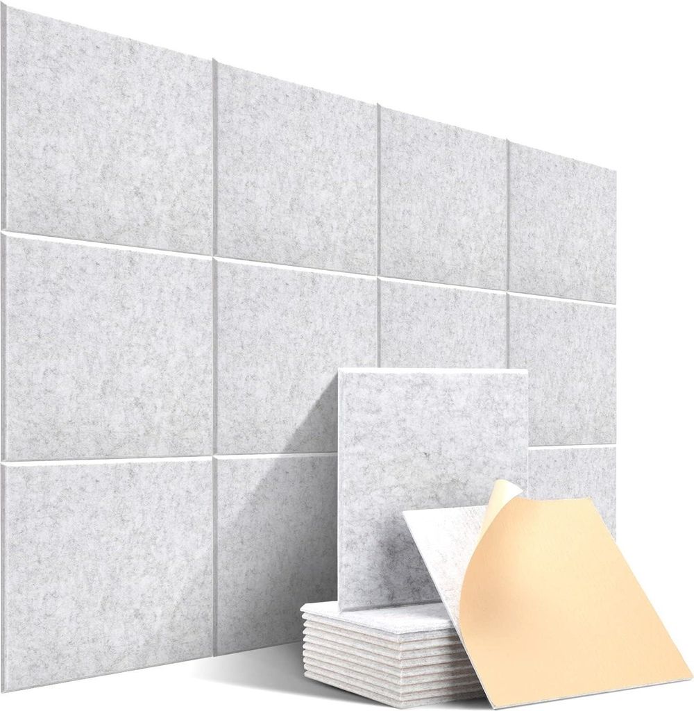 Schallabsorbierende Platten, selbstklebende hochdichte schallabsorbierende Pads, 12 schallabsorbierende Platten (30x30x0,9cm)