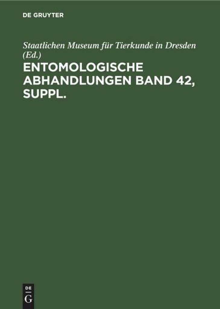 Entomologische Abhandlungen. Band 42, Supplement