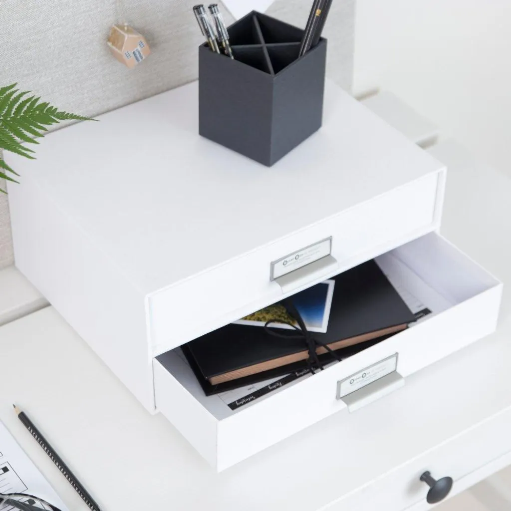 Boîte à tiroirs BIRGER 2 compartiments blanc pour bureau chic