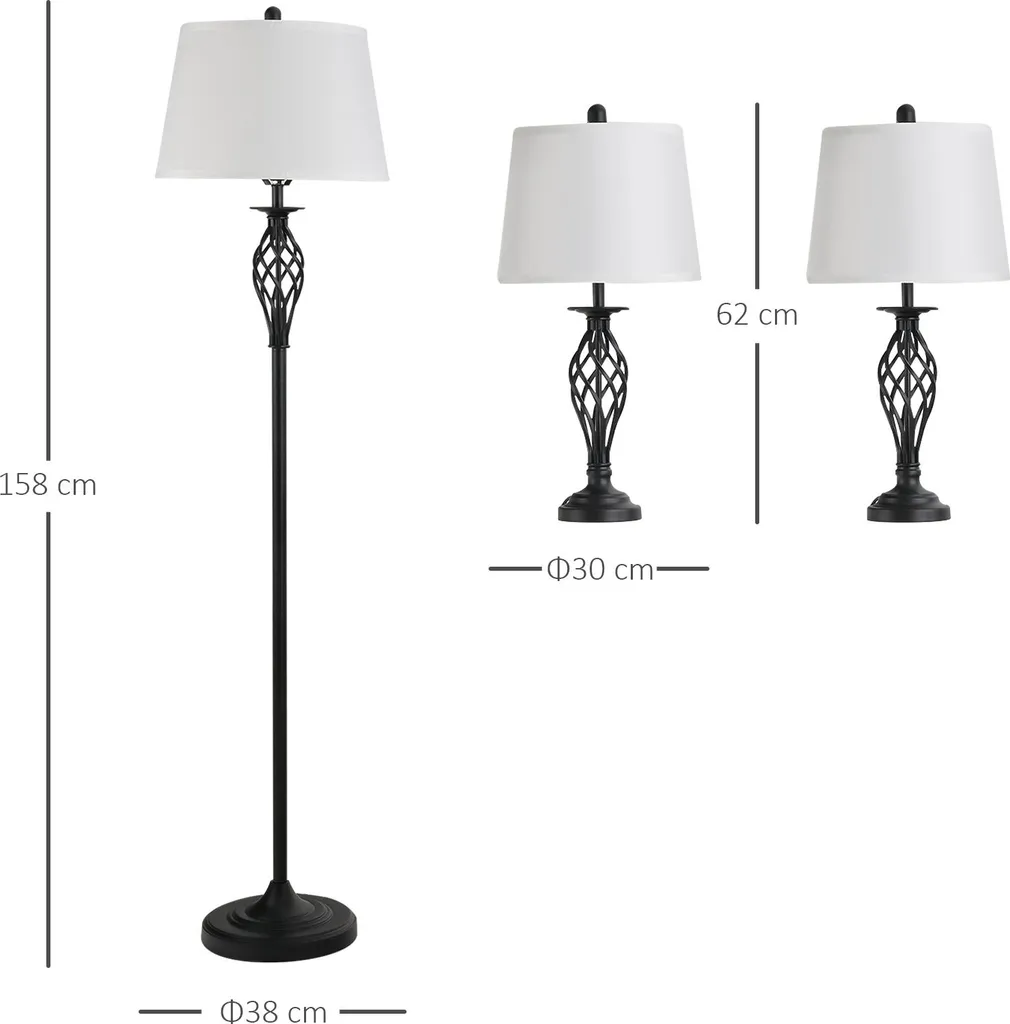 Pack Éclairage Salon Vintage avec Grand Lampadaire et Lampes Table - 3