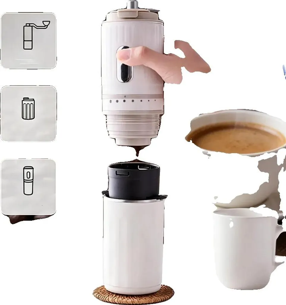 Cafetière de voyage sans fil blanche avec batterie USB - Série Riviera