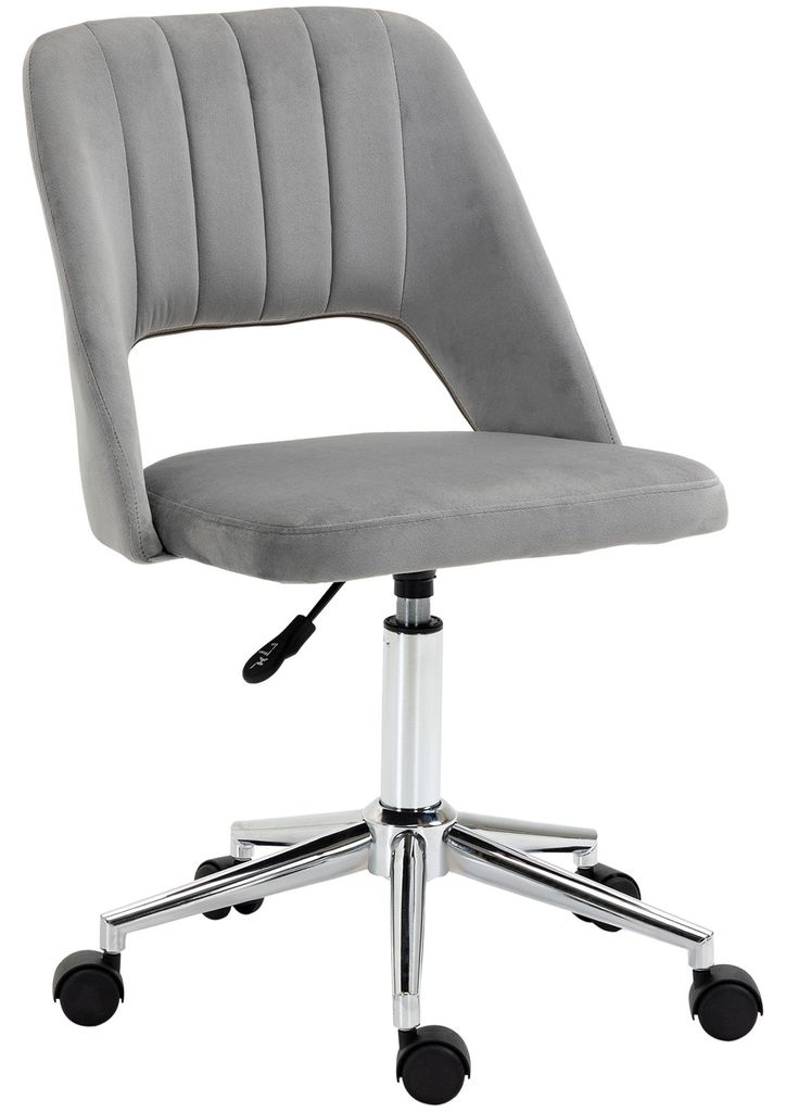 Vinsetto Schreibtischstuhl, Höhenverstellbar Homeoffice Stuhl ohne Armlehne Grau