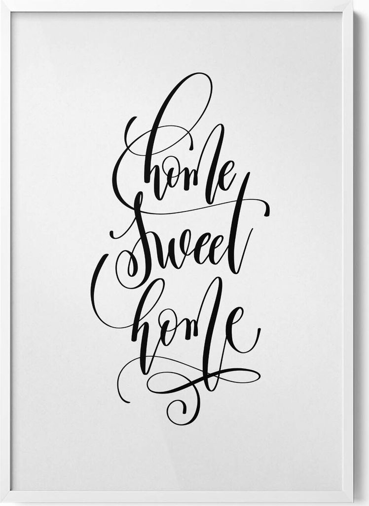Dekoratives Schild für Wohnung „Home sweet home“– Wandbild mit Rahmen – Gerahmtes Bild – Wanddekoration – 70x100 cm – Weiß Rahmen