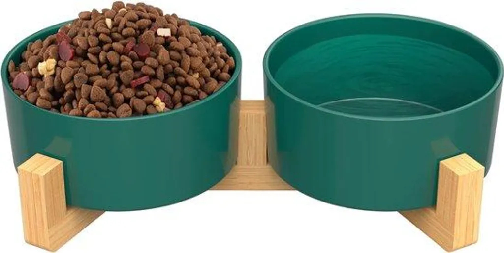 Bol de nourriture en céramique pour chat et chien vert d'eau 850ml