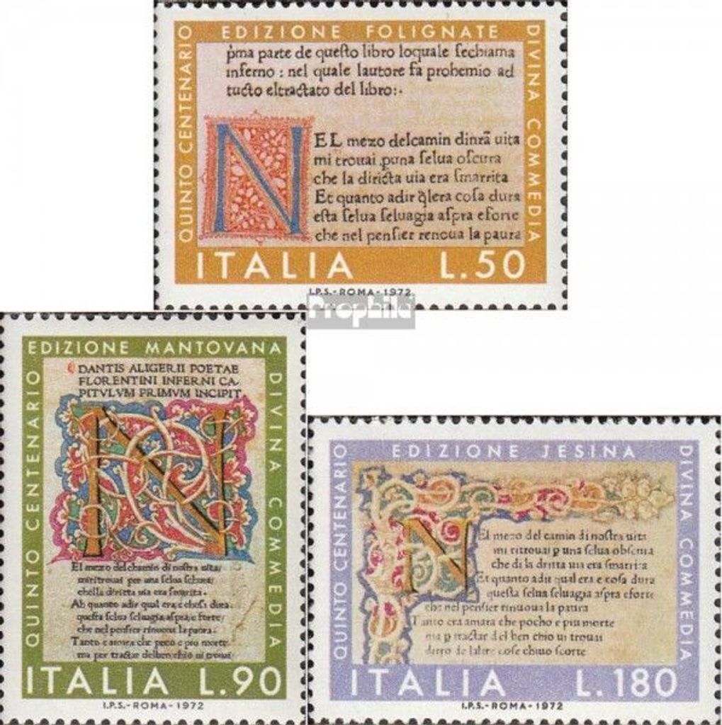 Briefmarken Italien 1972 Mi 1377-1379 (kompl.Ausg.) postfrisch Göttliche Kommödie