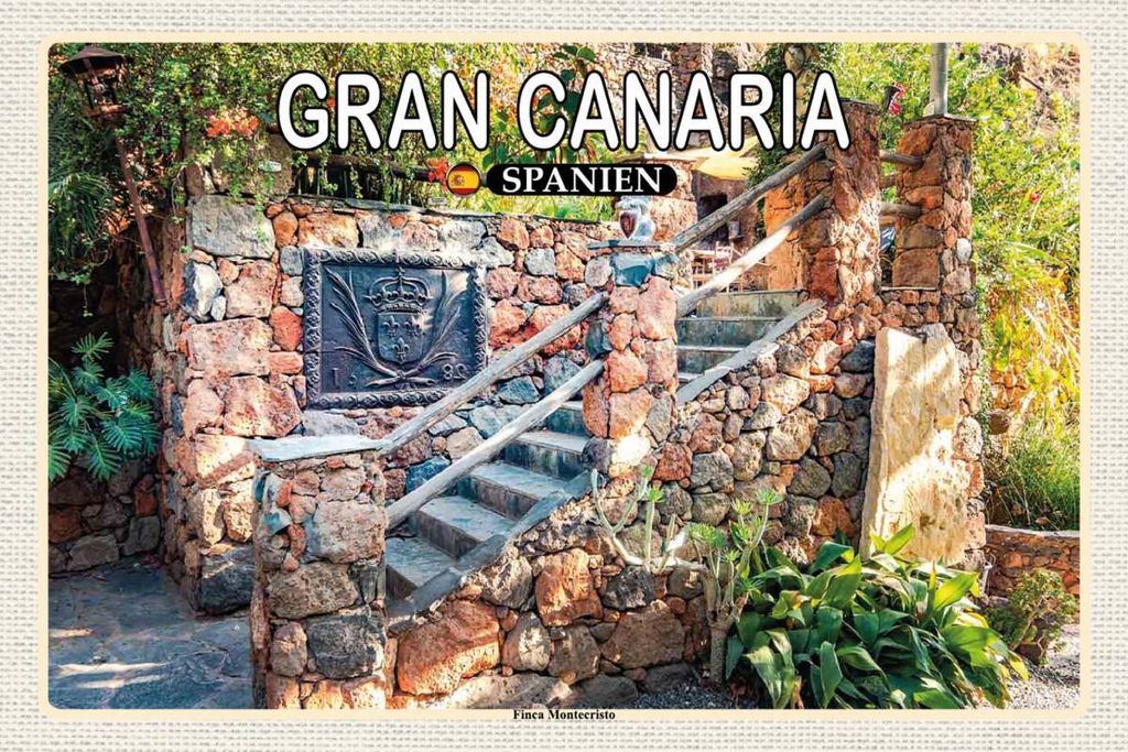 vianmo Holzschild 12x18 cm Gran Canaria Spanien Finca Montecristo Bildmotiv Reisemotiv Abenteuer Reisen