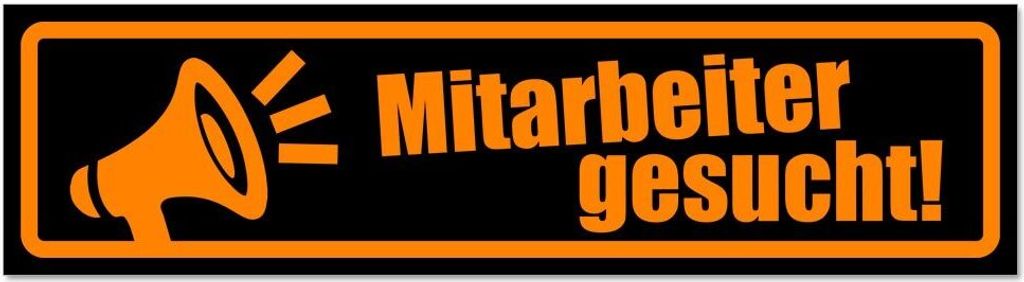 Kiwistar - Autoaufkleber - Orange - Schwarz - 30 x 8 cm - Mitarbeiter gesucht! Megaphone - Hinweis Aufkleber Sticker für Auto, Kfz, Fahrrad, PKW, LKW