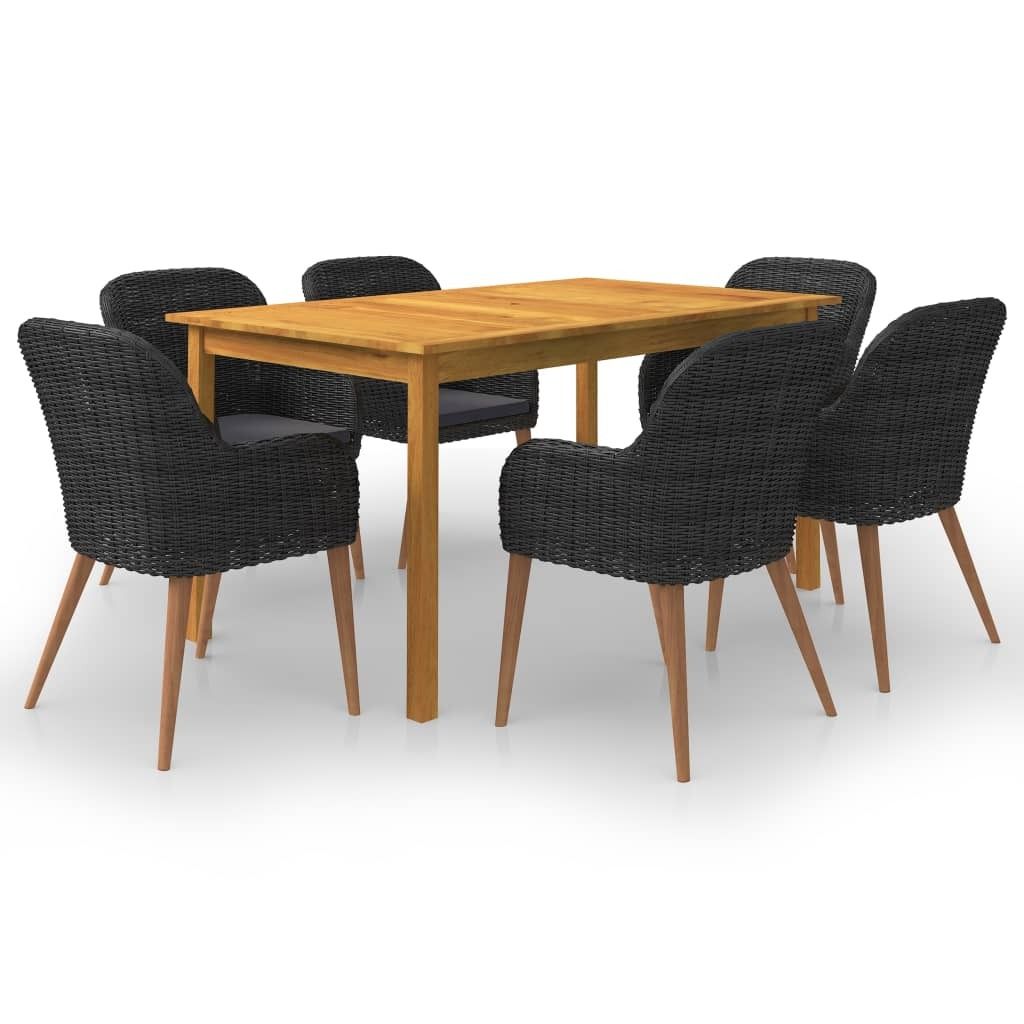 "Rabatt" 7-tlg. Garten-Essgruppe - mit tishe & Stuhl - Schwarz - Lounge-Dining set CC2868