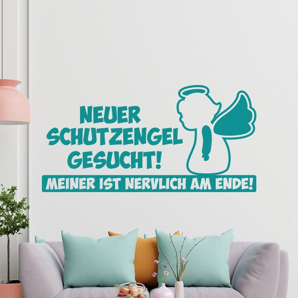 KIWISTAR Neuer Schutzengel gesucht! Meiner ist nervlich am Ende! - Glück Pech Schicksal Wandtattoo in 6 Größen - Wandaufkleber Wall Sticker - De...