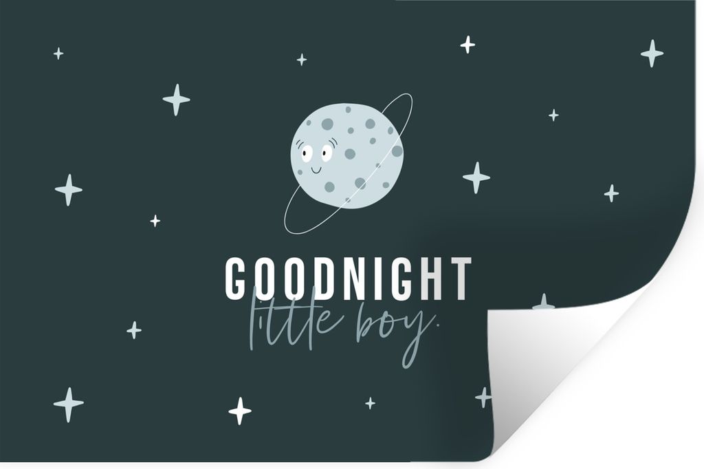 MuchoWow Wandtattoo Wandsticker Wandaufkleber Zitate - Junge - Gute Nacht kleiner Junge - Sprichwörter - Kinder - Baby - Jungen 30x20 cm Selbstk...