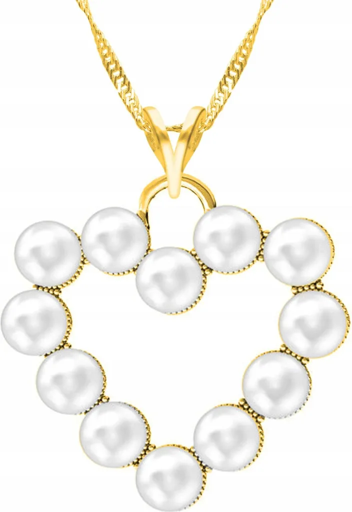 Collana Cuore Argento 925 Placcato Oro Perle - Design Essenziale Donna