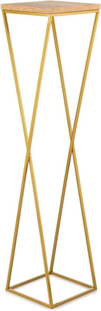 HowHomely Modern Pflanzenständer, Blumenhocker aus Metall Gold 100 cm Höhe - Blumenständer für Balkon Garten Terrasse