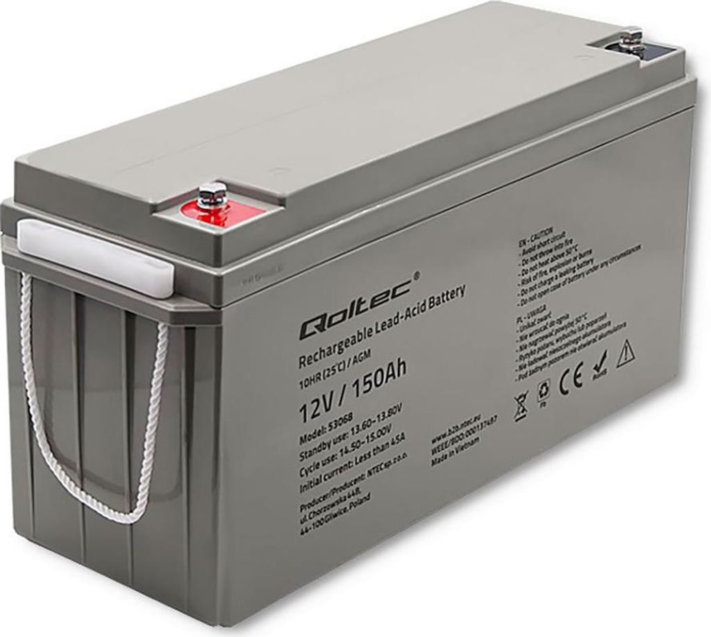 Qoltec AGM battery 12V 150Ah, max. 2250A Obrázek produktu 