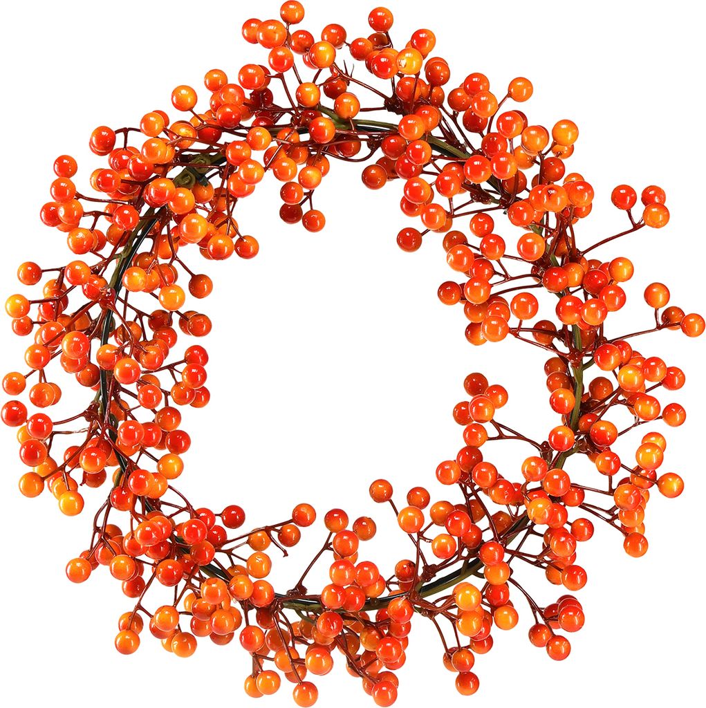 Türkranz Herbst Winter Weihnachtsdeko Künstlicher Beerenkranz Rot Orange Dekoring Wanddeko Ø30cm