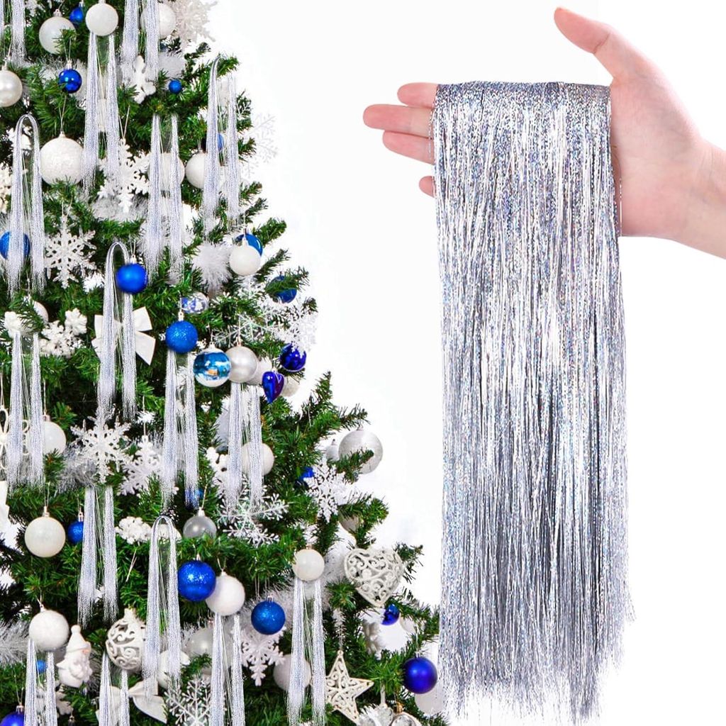 6000 Stränge Weihnachtsbaum Lametta, 50 cm Glitzer Lametta Produktbild 