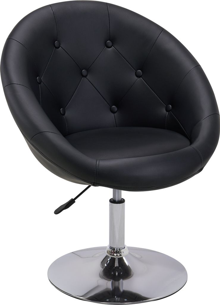 Duhome Clubsessel Loungesessel Höhenverstellbar Cocktailsessel Schminktisch Stuhl aus Kunstleder, Schwarz