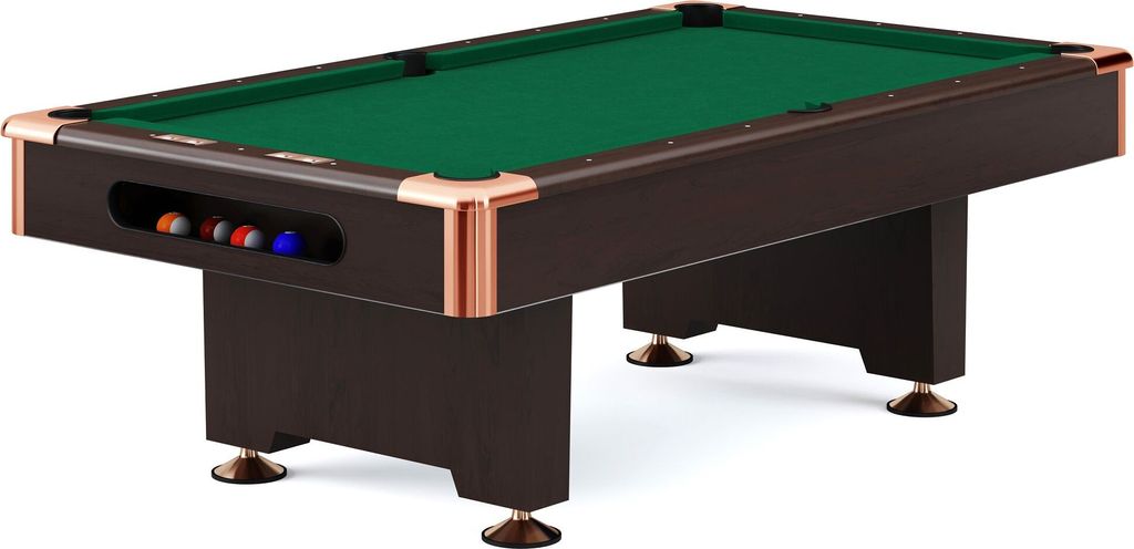 Automaten Hoffmann Billardtisch "Club Pro III" Dekor Nussbaum, EuroSpeed, Grün, 8 ft (Spielfeld 224x112 cm)