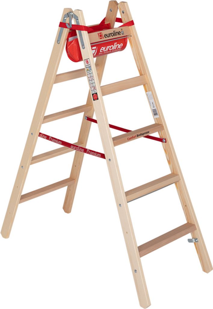 Euroline Holz Sprossenstehleiter mit Comfort-Breitsprossen, Produktbild 