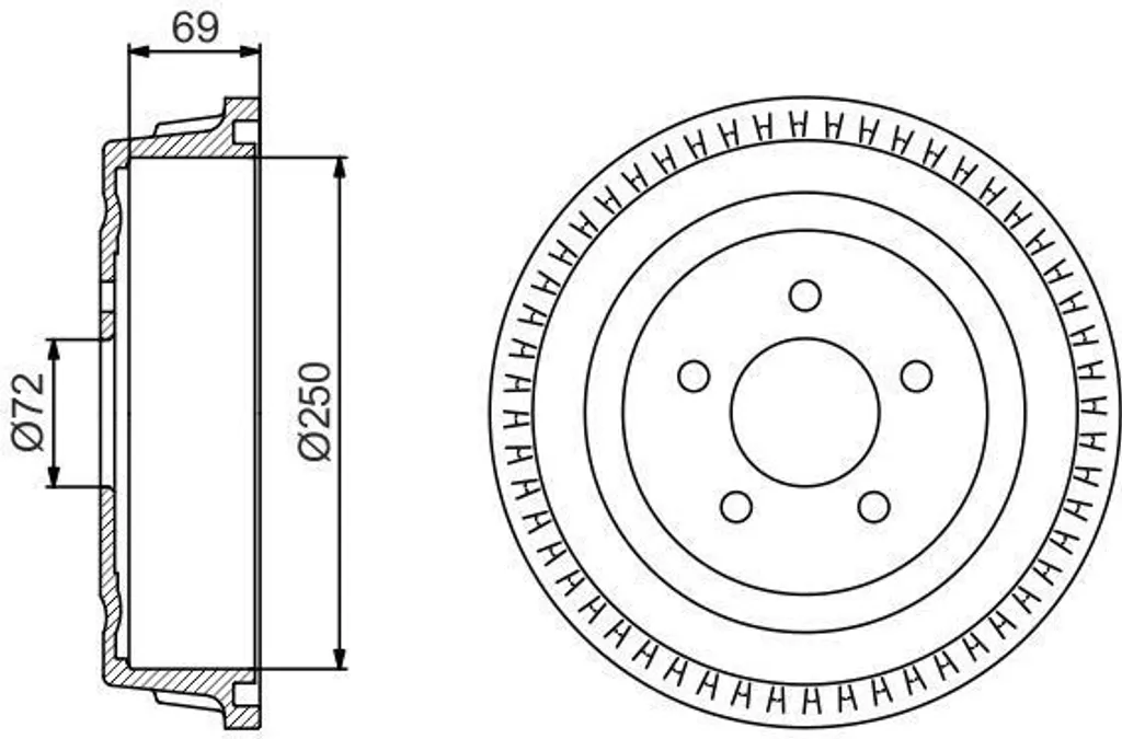 Tambour de frein Bosch haute performance 0 986 477 185 pour Voyager III GS