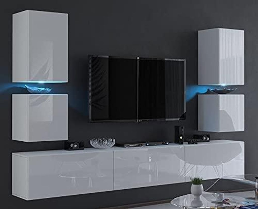 Furnitech Wohnwand Wohnzimmer - Hängend Wohnwand Modern - Produktbild 