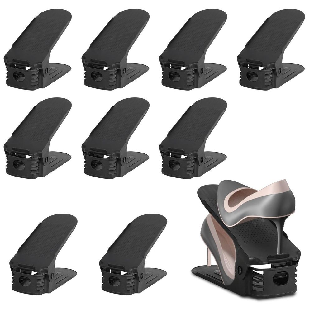 Ikodm 50er Set Schuhstapler höhenverstellbar, Schuh Organizer platzsparend, Schwarz