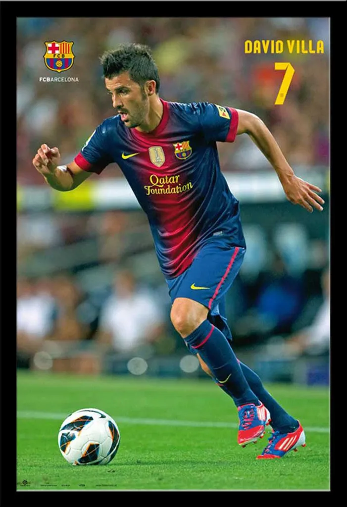Poster Football Barcelone David Villa 12/13 avec Cadre Noir Shinsuke