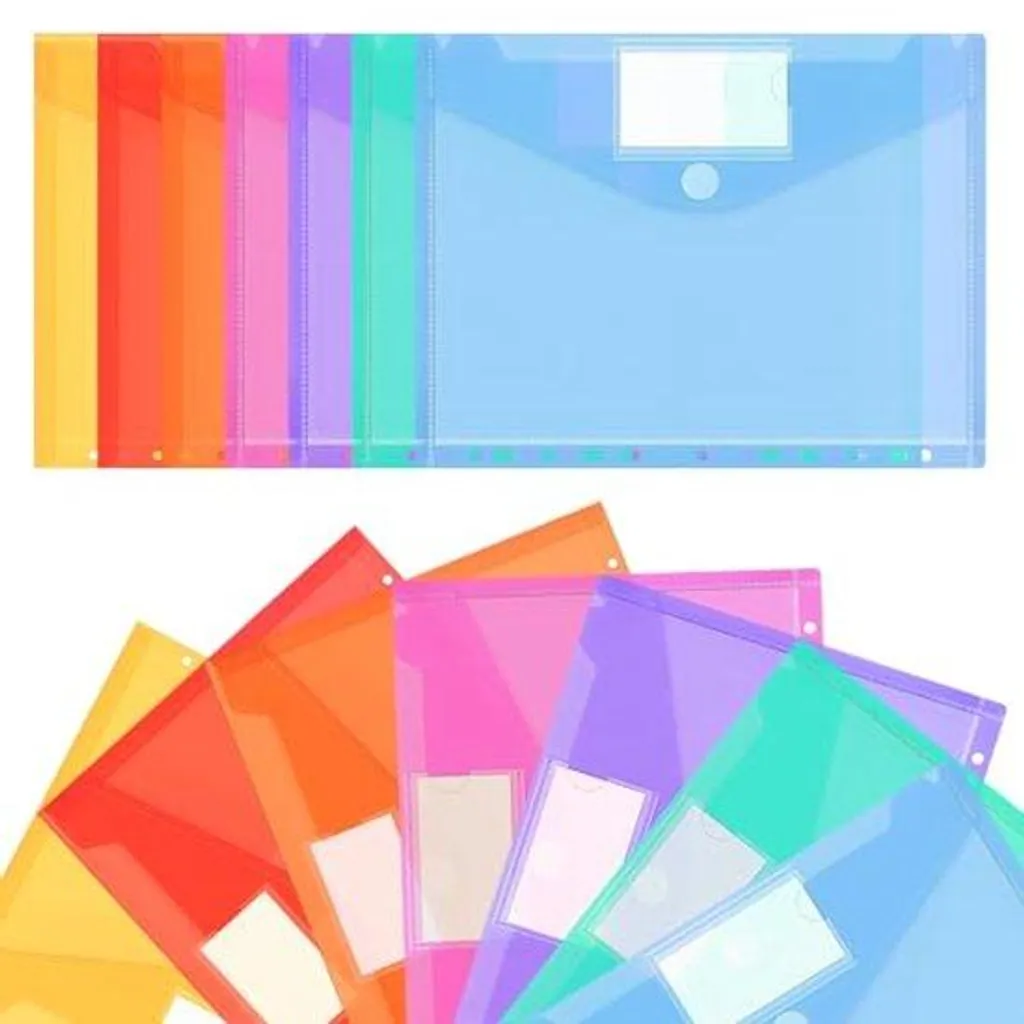 Chemise porte-document A4 imperméable et transparente à scratch - 7 pièces