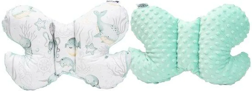 Coussin Bébé Coton et Minky Doux Menthe avec Imprimé Marin Océan