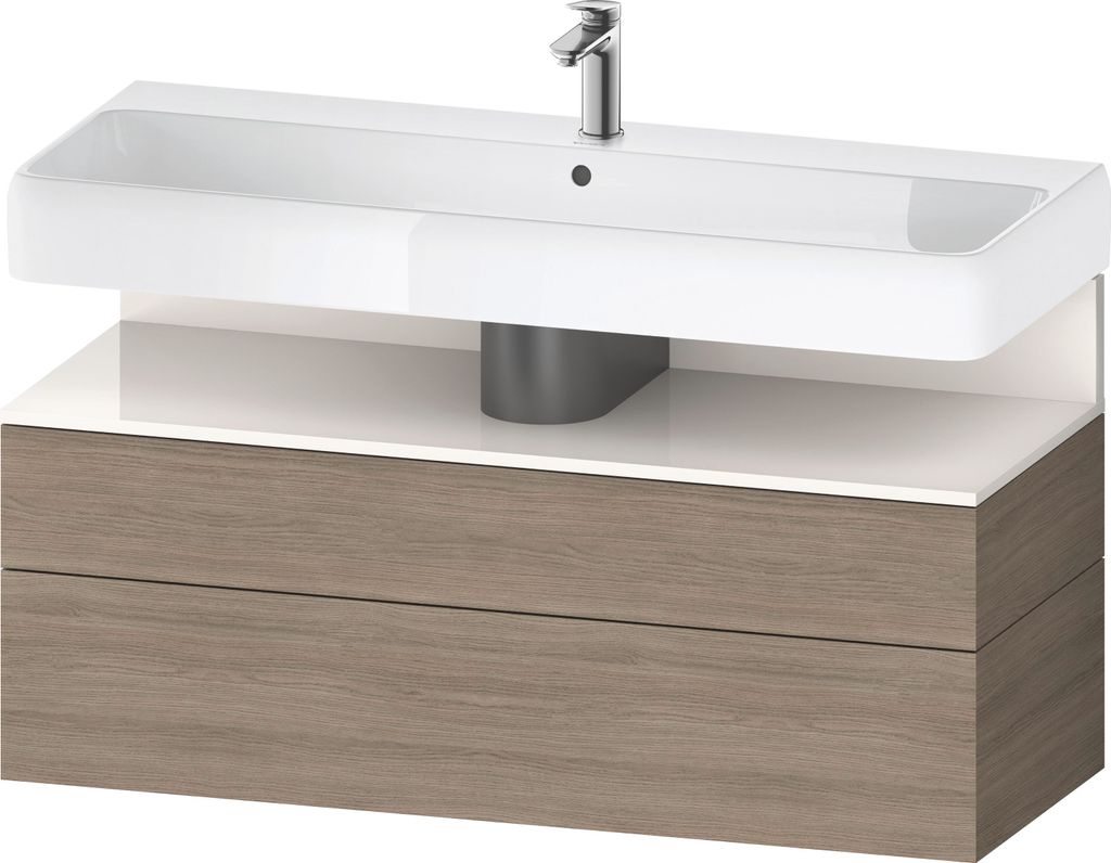 Duravit Qatego Waschtischunterbau, 1 Auszug und 1 Schublade, 1190x470x590mm, Nische Weiß Hochglanz, QA4396022350000