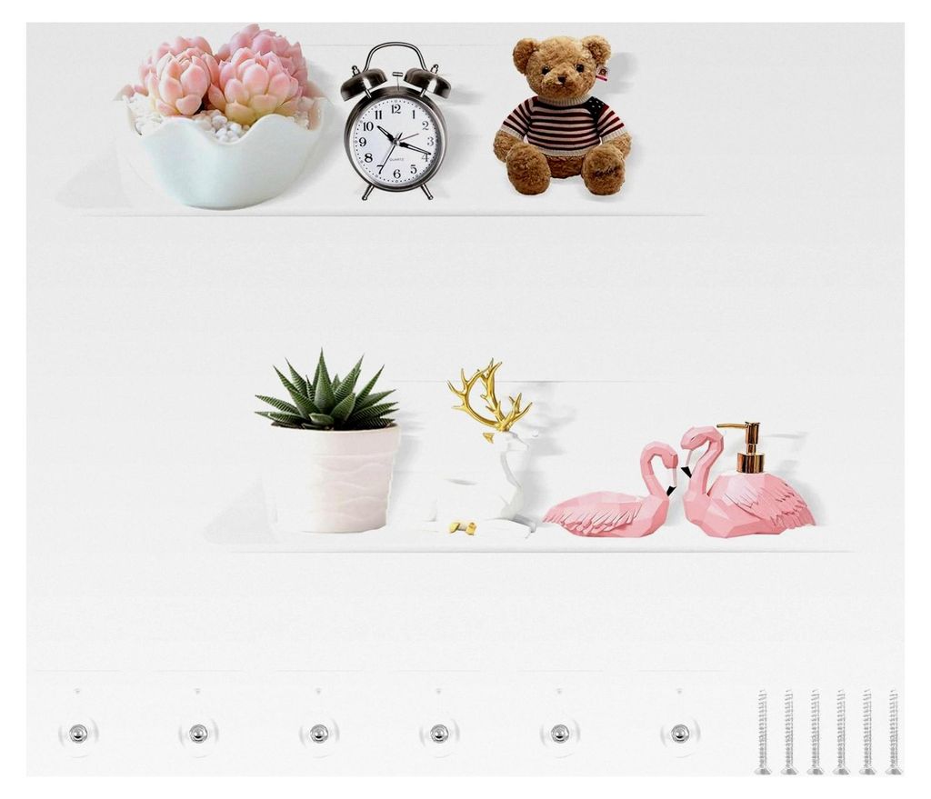 Kleines Wandregal 2er-Set, Regal zum Kleben für Bad, Schlafzimmer, Küche, Wohnzimmer, Büro, Spielzimmer