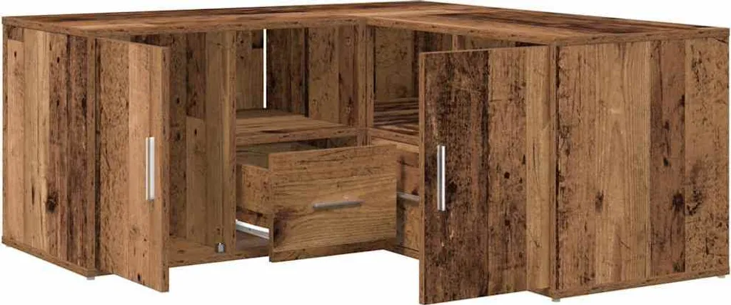 Bibliothèque d'angle gain de place 160 cm vidaXL aspect bois rustique