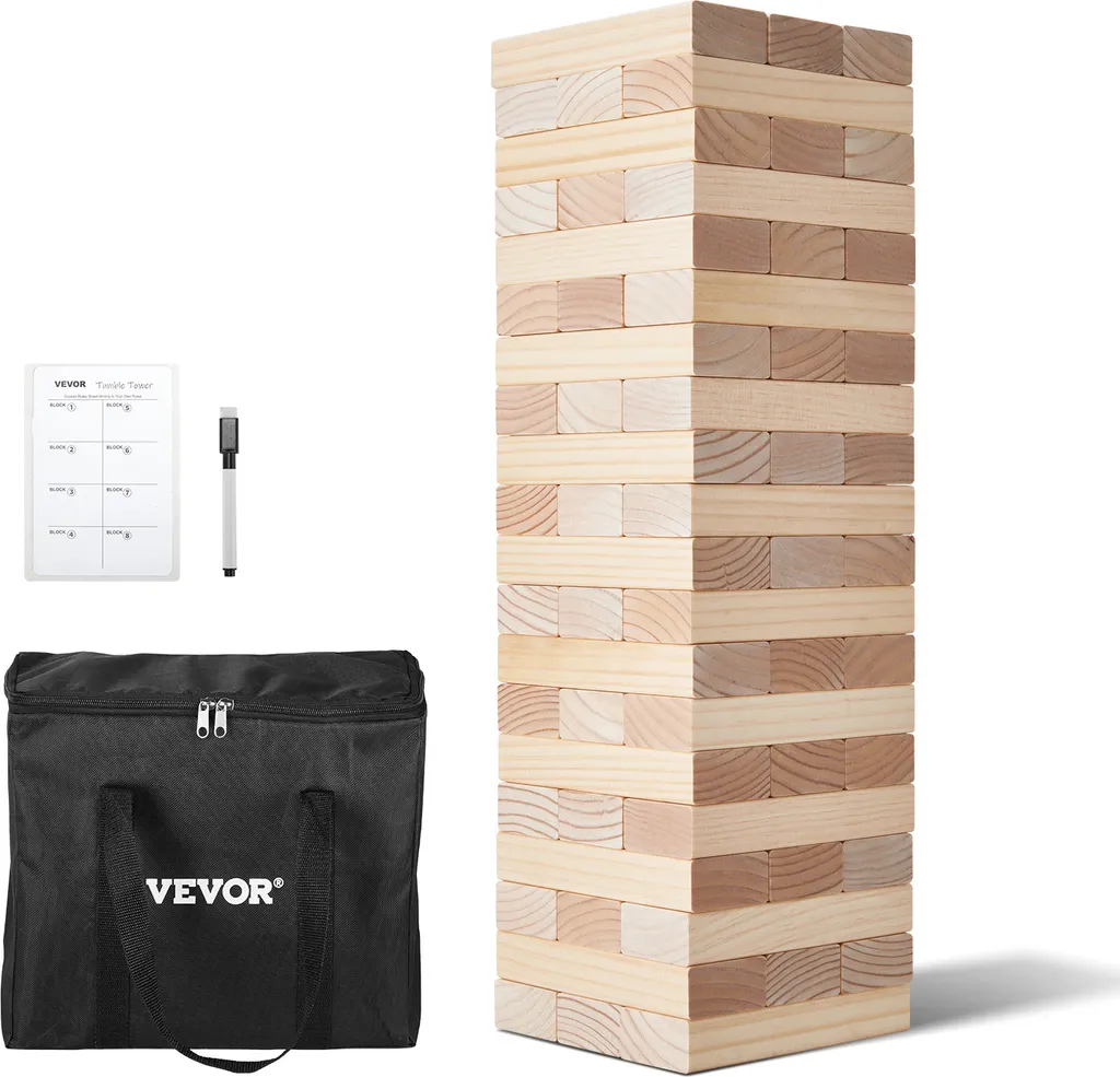 VEVOR Jeu de Tour Vacillante 60 Pièces en Pin avec Sac de Transport