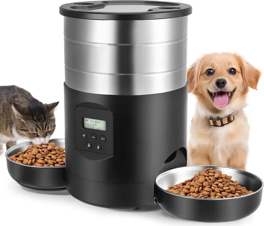 Distributeur automatique 2 gamelles inox pour nourrir vos deux chats