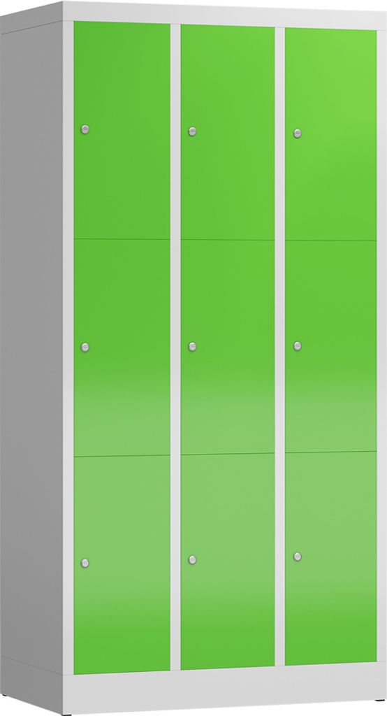 Schließfachschrank, Fächerschrank 9 Fächer Spind 180x90x50cm lichtgrau/gelbgrün X-520335