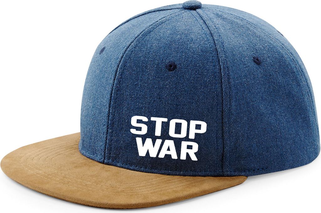 Huuraa Cappy Mütze Stop War Denim Baumwolle und Polyester Snapback Kappe Geschenkidee