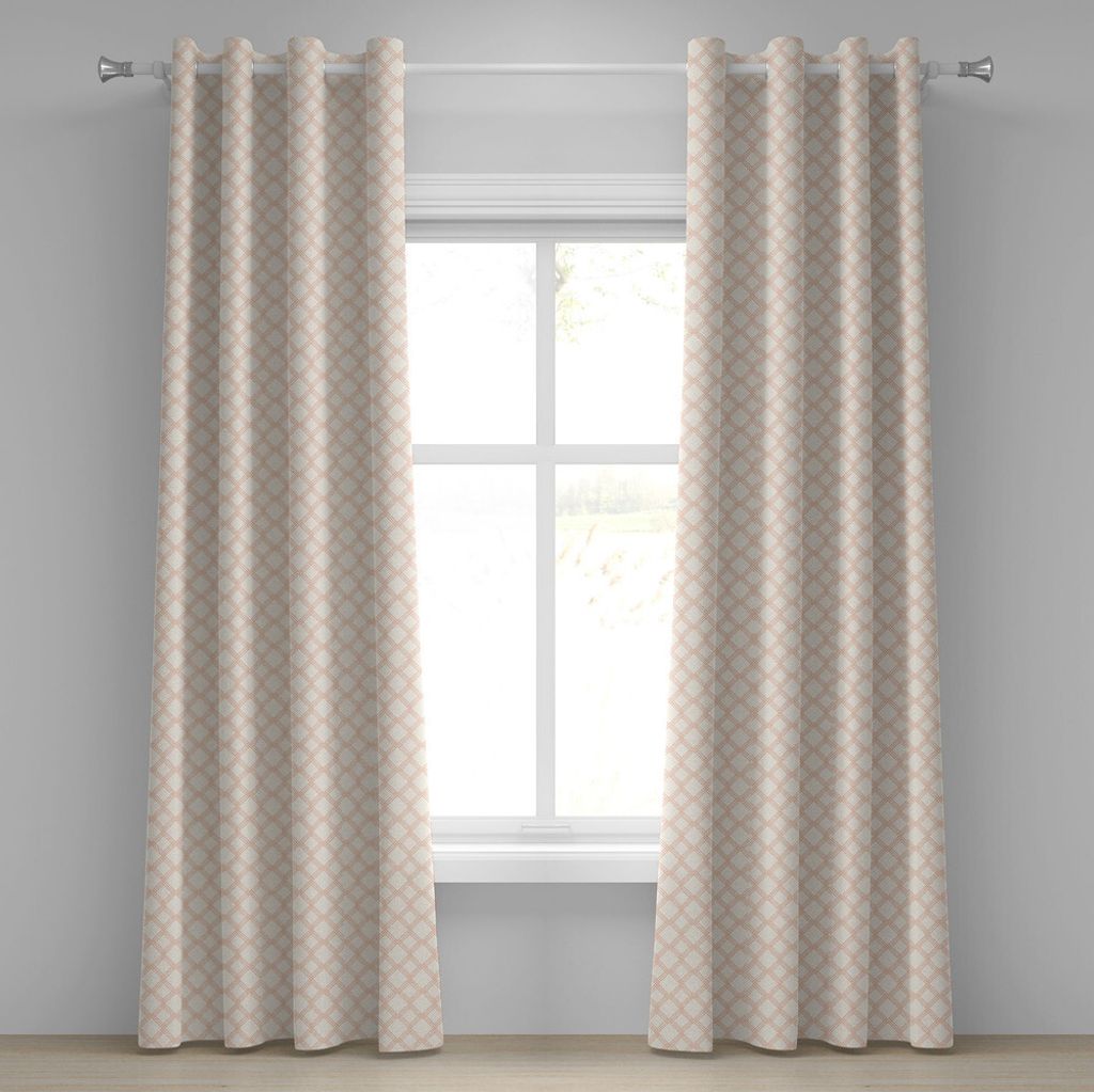 ABAKUHAUS Modern Ösenvorhang, Geometrische Formen sechseckige Streifen Linien und Formen mit weißer Hintergrund-Grafik, Dekorative 2-Panel-Fenste...